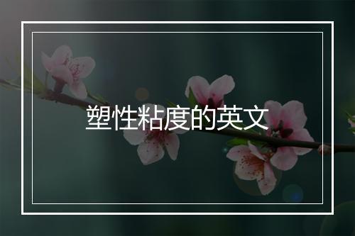 塑性粘度的英文