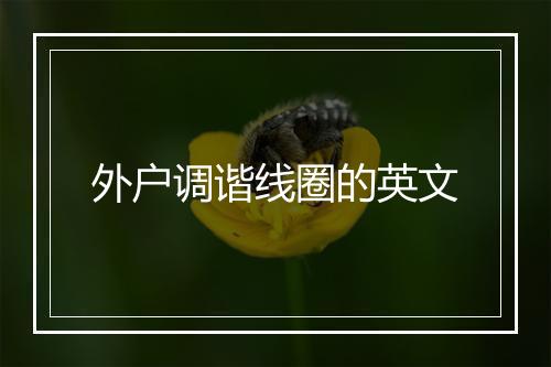 外户调谐线圈的英文