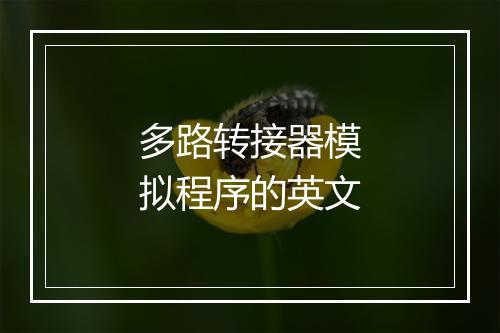 多路转接器模拟程序的英文