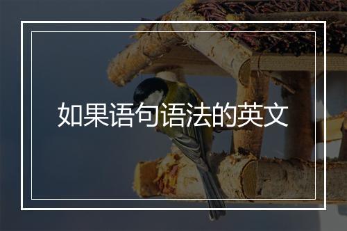 如果语句语法的英文