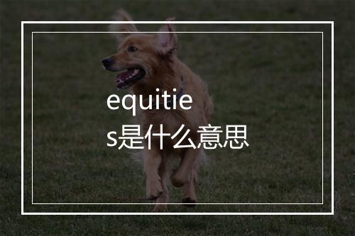 equities是什么意思