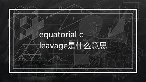 equatorial cleavage是什么意思