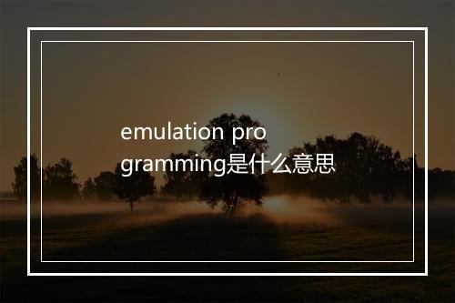 emulation programming是什么意思