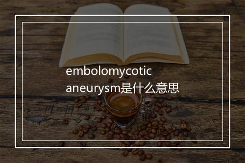 embolomycotic aneurysm是什么意思