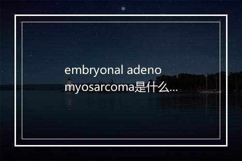 embryonal adenomyosarcoma是什么意思