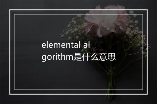 elemental algorithm是什么意思