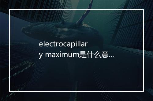 electrocapillary maximum是什么意思