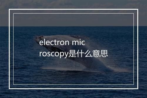 electron microscopy是什么意思