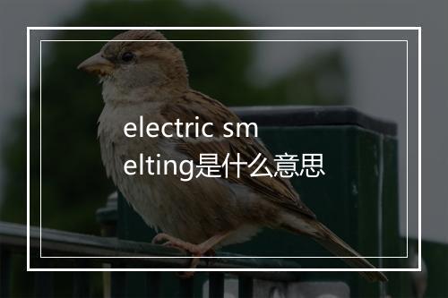 electric smelting是什么意思