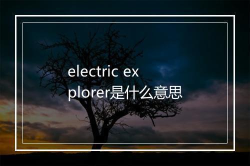 electric explorer是什么意思