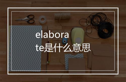 elaborate是什么意思