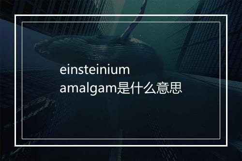 einsteinium amalgam是什么意思