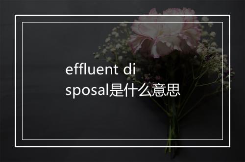 effluent disposal是什么意思