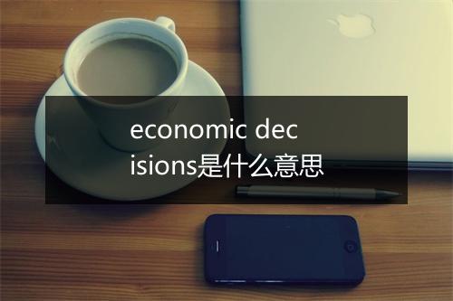 economic decisions是什么意思