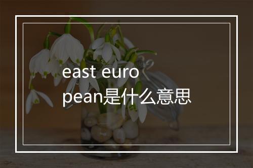 east european是什么意思