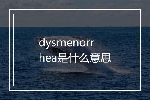 dysmenorrhea是什么意思