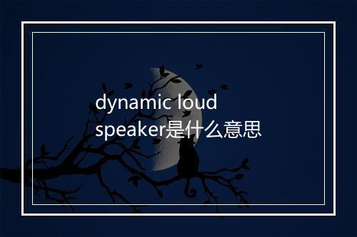 dynamic loudspeaker是什么意思