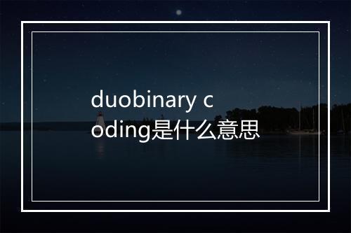 duobinary coding是什么意思