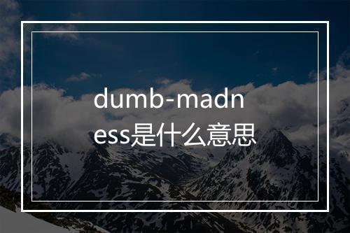 dumb-madness是什么意思