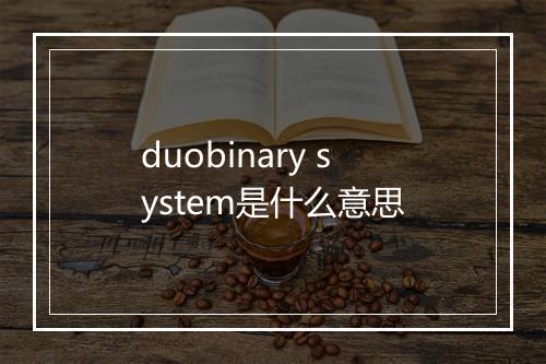 duobinary system是什么意思