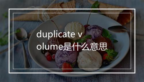 duplicate volume是什么意思