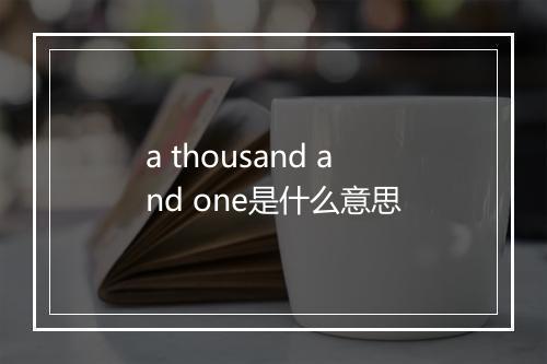 a thousand and one是什么意思