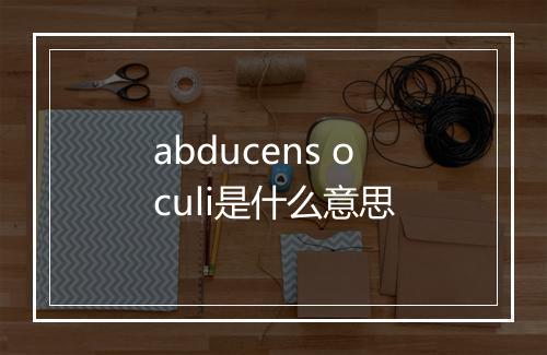 abducens oculi是什么意思