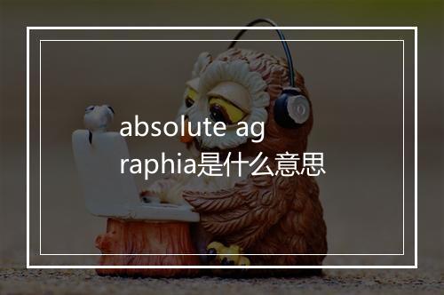 absolute agraphia是什么意思