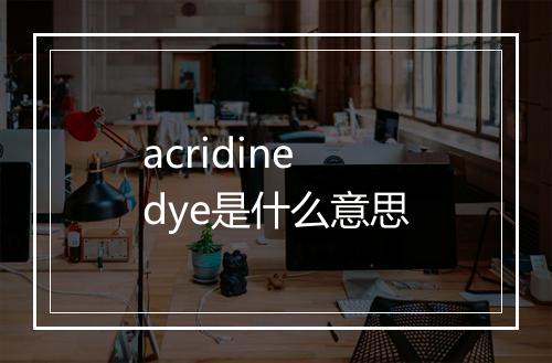 acridine dye是什么意思