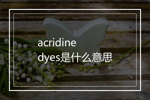 acridine dyes是什么意思