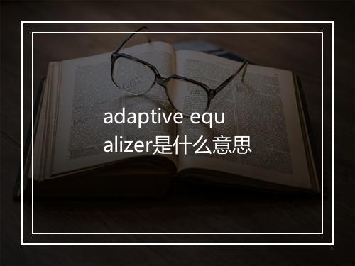 adaptive equalizer是什么意思