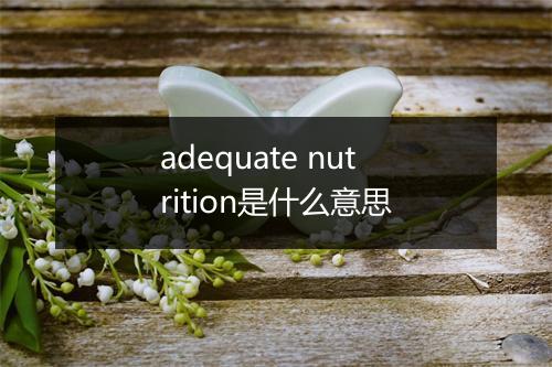 adequate nutrition是什么意思