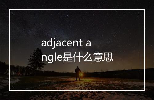 adjacent angle是什么意思