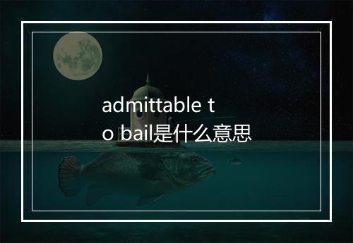 admittable to bail是什么意思