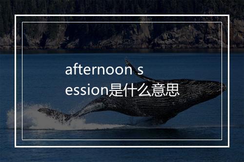 afternoon session是什么意思