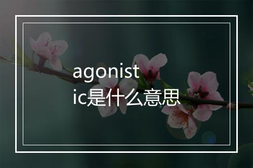 agonistic是什么意思