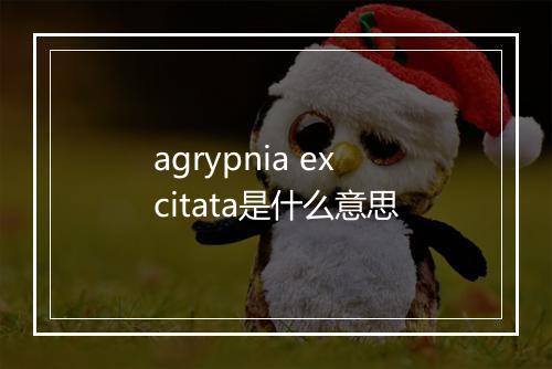 agrypnia excitata是什么意思