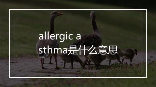 allergic asthma是什么意思