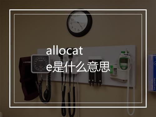 allocate是什么意思