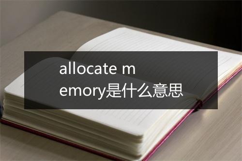 allocate memory是什么意思