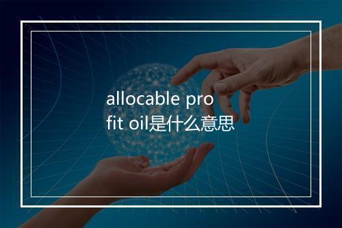 allocable profit oil是什么意思