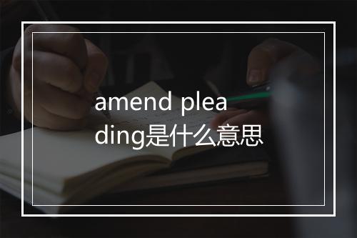 amend pleading是什么意思