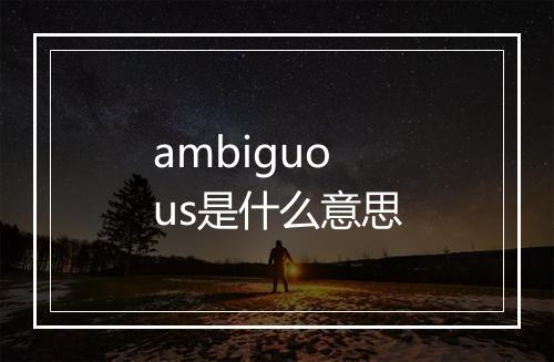 ambiguous是什么意思