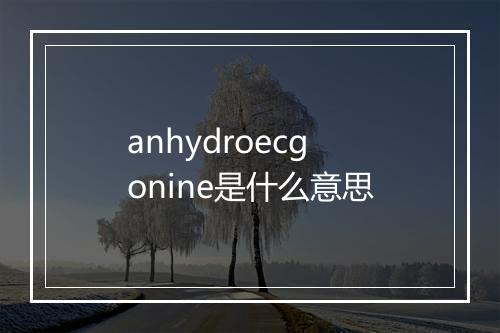 anhydroecgonine是什么意思