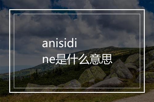 anisidine是什么意思