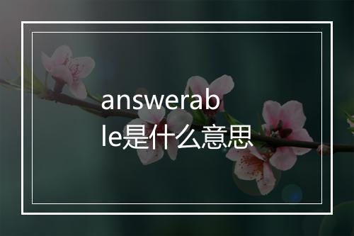 answerable是什么意思