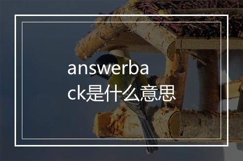 answerback是什么意思