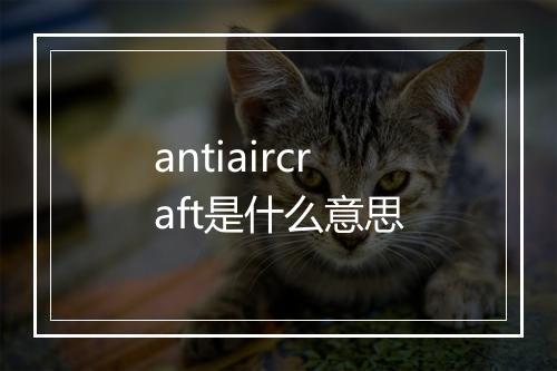 antiaircraft是什么意思