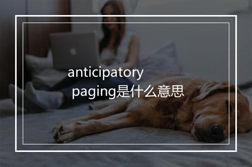 anticipatory paging是什么意思