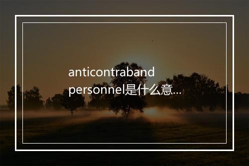 anticontraband personnel是什么意思